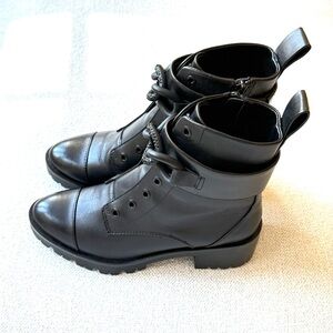 New Karl Lagerfeld Black Leather Ankle Boots